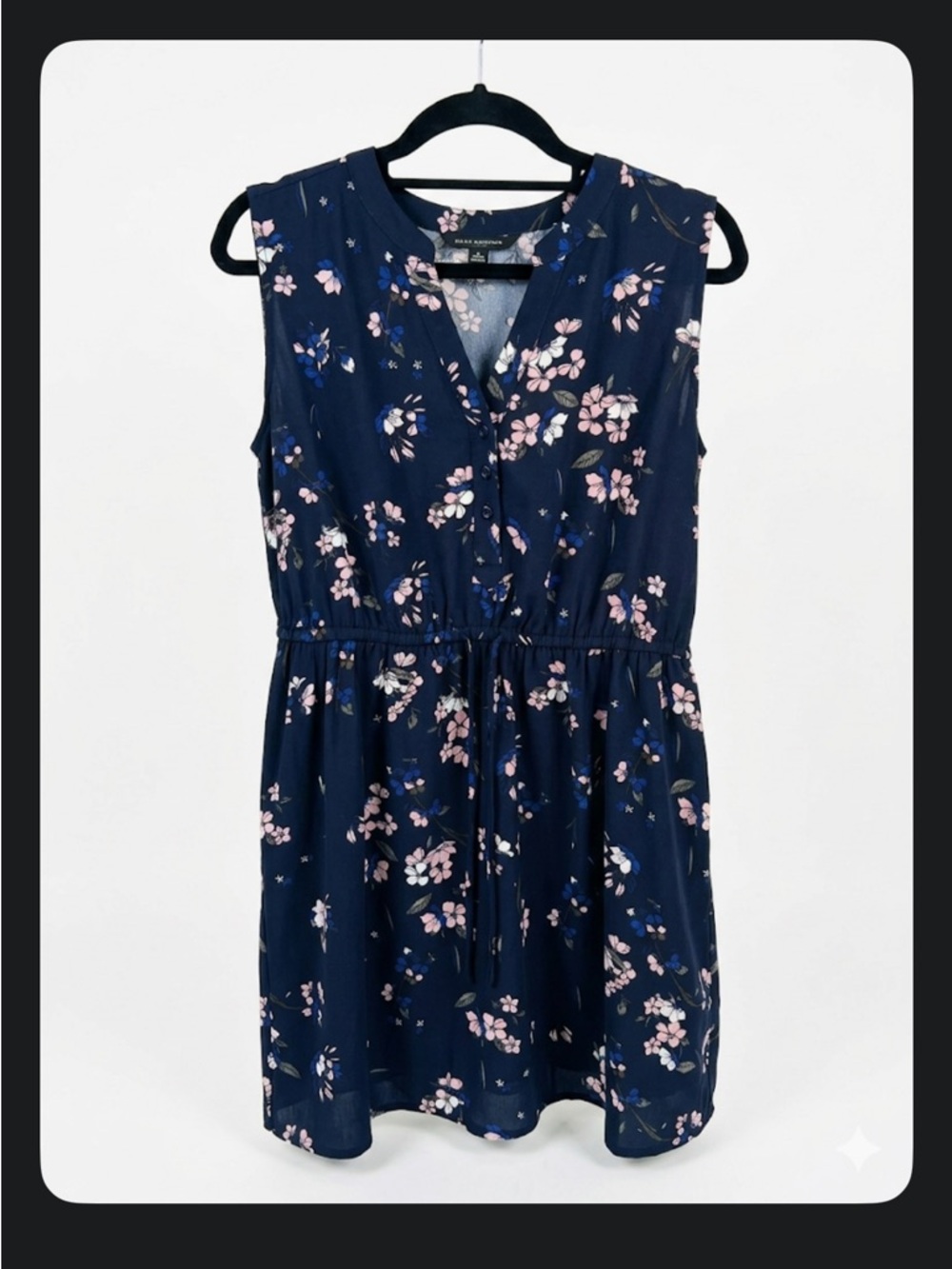 Sleeveless Navy Floral V-Neck Dress - Hawthorn